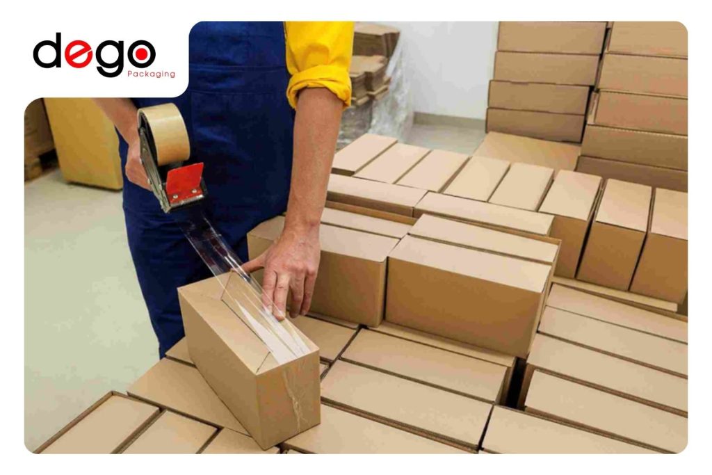 Trong ngành thực phẩm, băng keo trong và nâu được dùng để niêm phong hộp carton đựng thực phẩm khô
