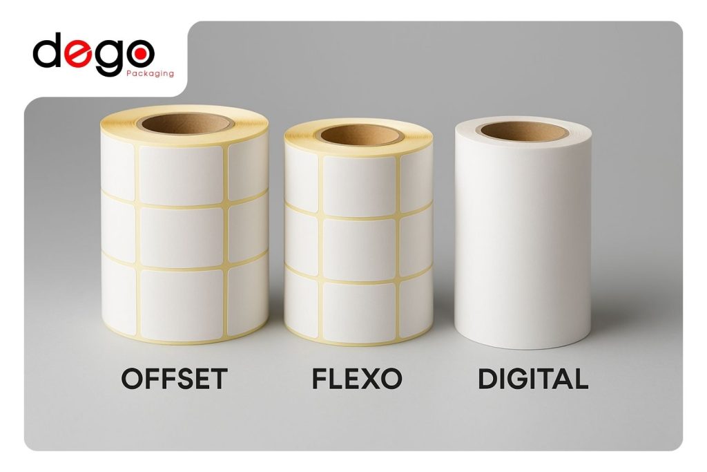 Lựa chọn chất liệu nhãn bằng công nghệ in (offset, flexo, kỹ thuật số) đảm bảo chất liệu nhãn tương thích với máy in và máy dán để đạt hiệu quả tối ưu