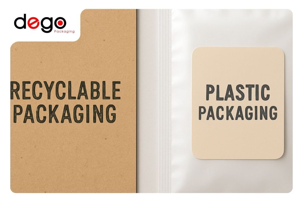 Lựa chọn chất liệu như giấy tái chế, decal nhựa hoặc kỹ thuật gia công như ép kim, cán mờ để hiện thực hóa thiết kế.